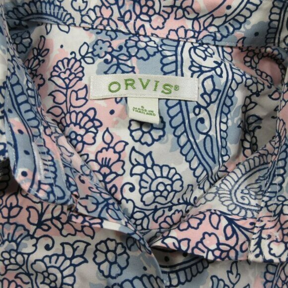 Orvis womens pink white blue floral paisley button down shirt 6 NWOT - Picture 3 of 4